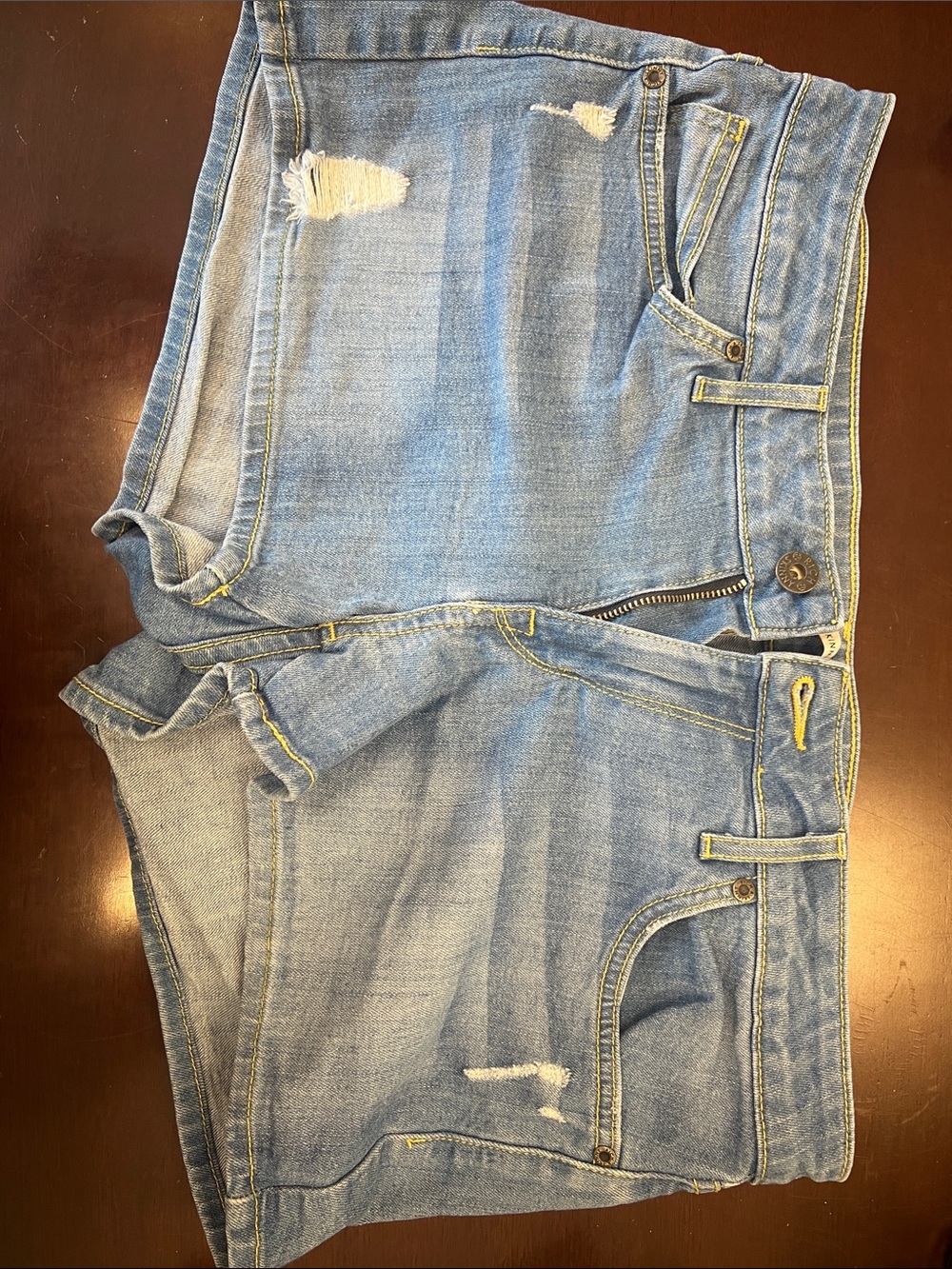 Rich & Skinny Light Wash Distressed Denim Shorts